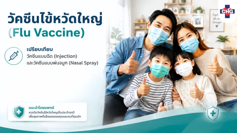 วัคซีนไข้หวัดใหญ่ (Flu Vaccine) เปรียบเทียบวัคซีนแบบฉีด (Injection) และ วัคซีนแบบพ่นจมูก (Nasal Spray) ด้านประสิทธิผลและผลข้างเคียง